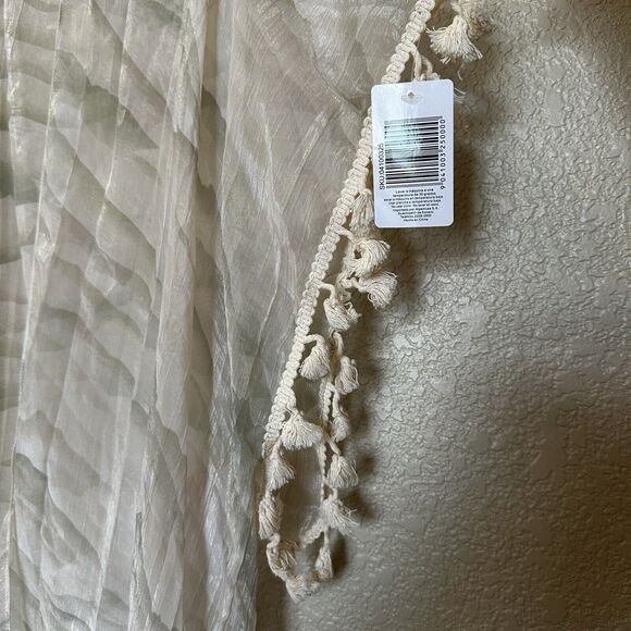 Free Swimwear One Size Sheer Cover Up Open Front Kimono Fringe Hems Swim Beach - Picture 3 of 7